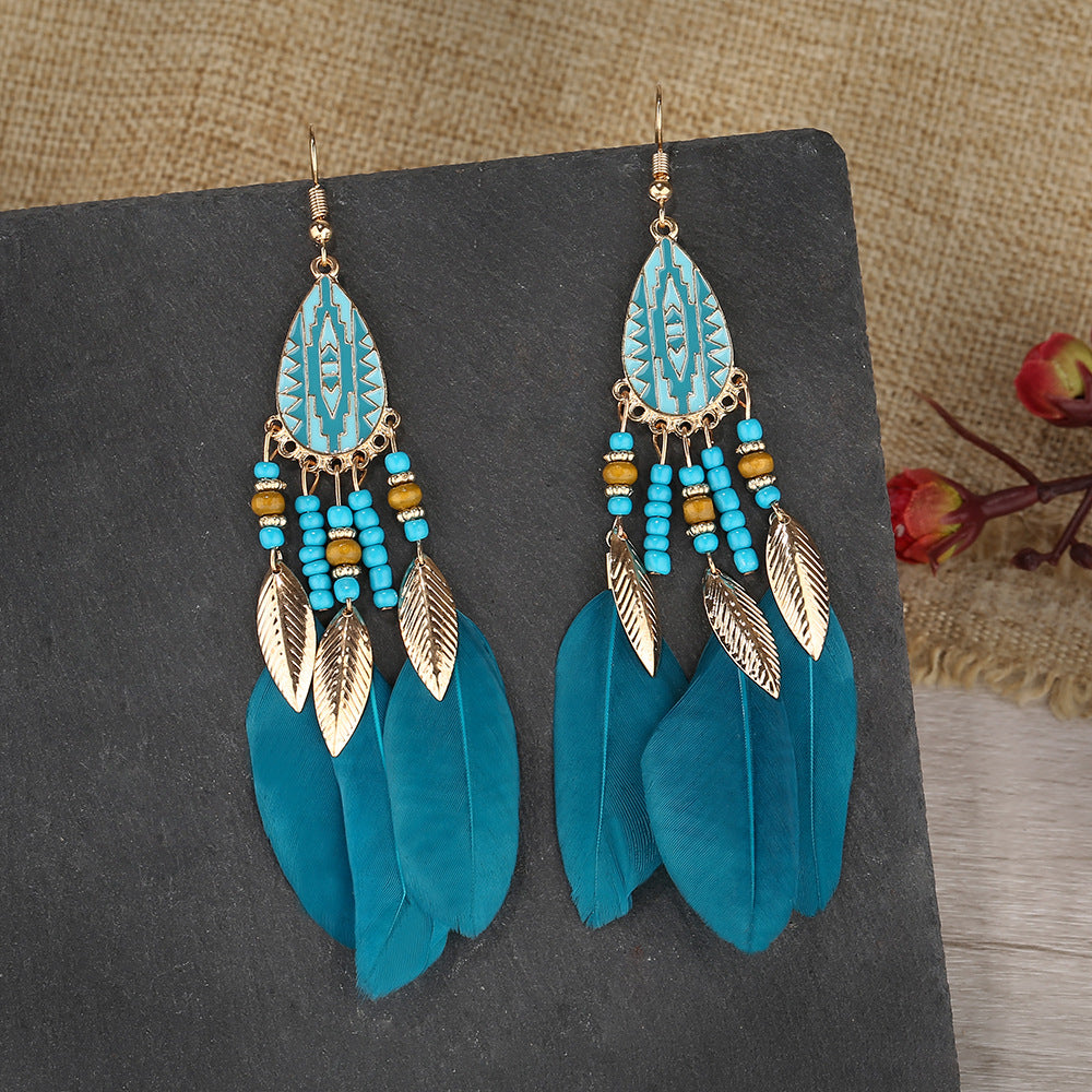 Paparazzi blue feather earrings store