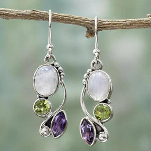 Round Inlay Alloy Zircon Earrings
