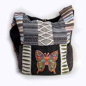 Butterfly Printed Razor Cut Shoulder Bag