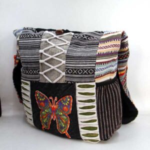 Butterfly Printed Razor Cut Shoulder Bag