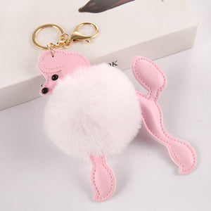 Plush Poodle Dog Keychain
