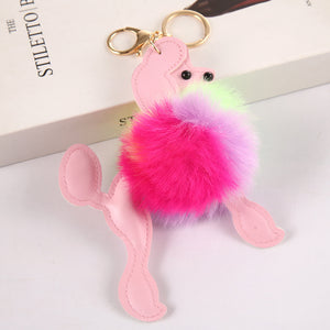 Plush Poodle Dog Keychain