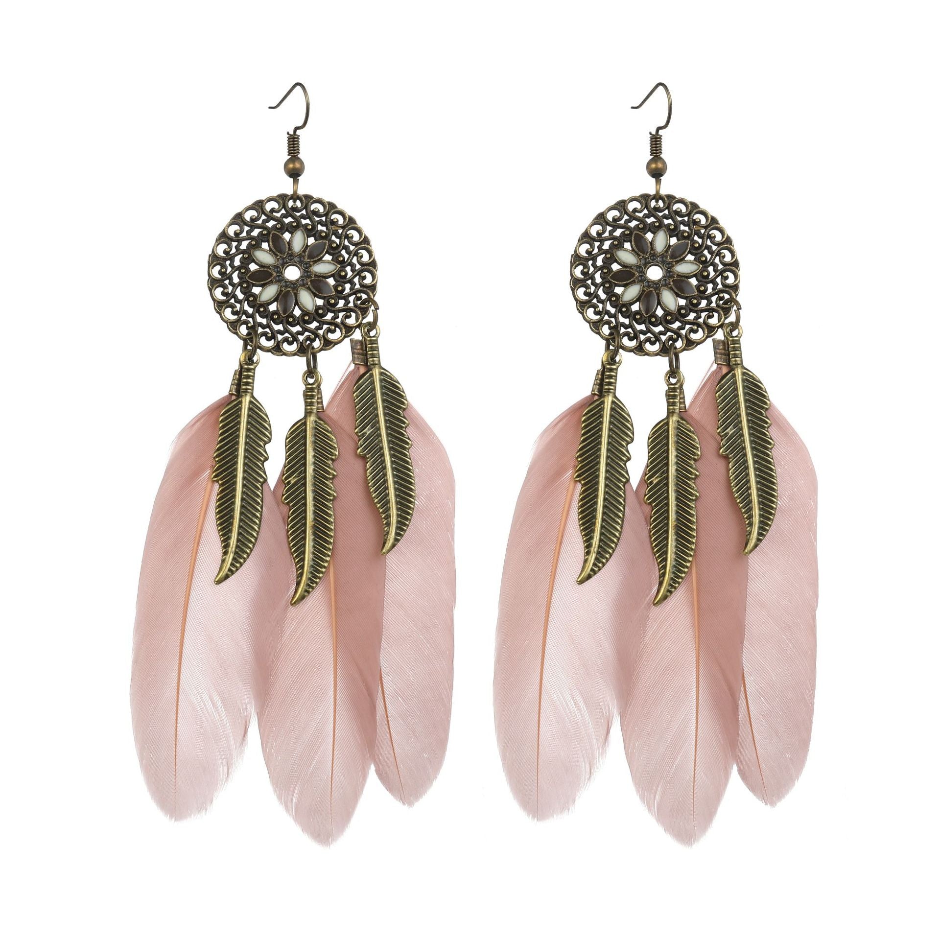 Retro Boho Leaf Feather Earring