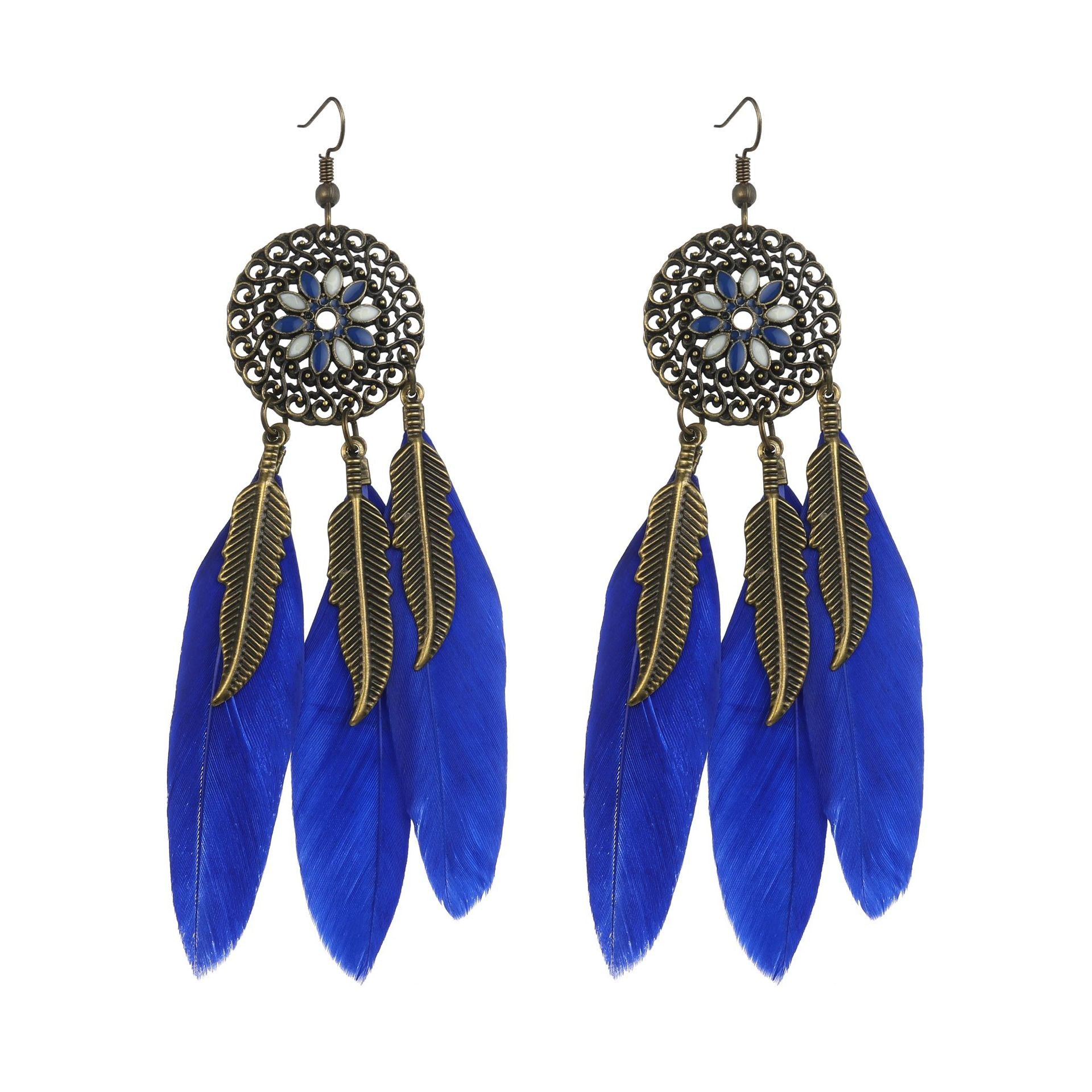 Retro Boho Leaf Feather Earring