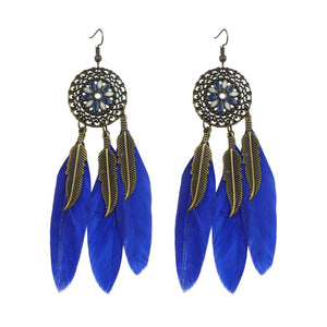 Retro Boho Leaf Feather Earring